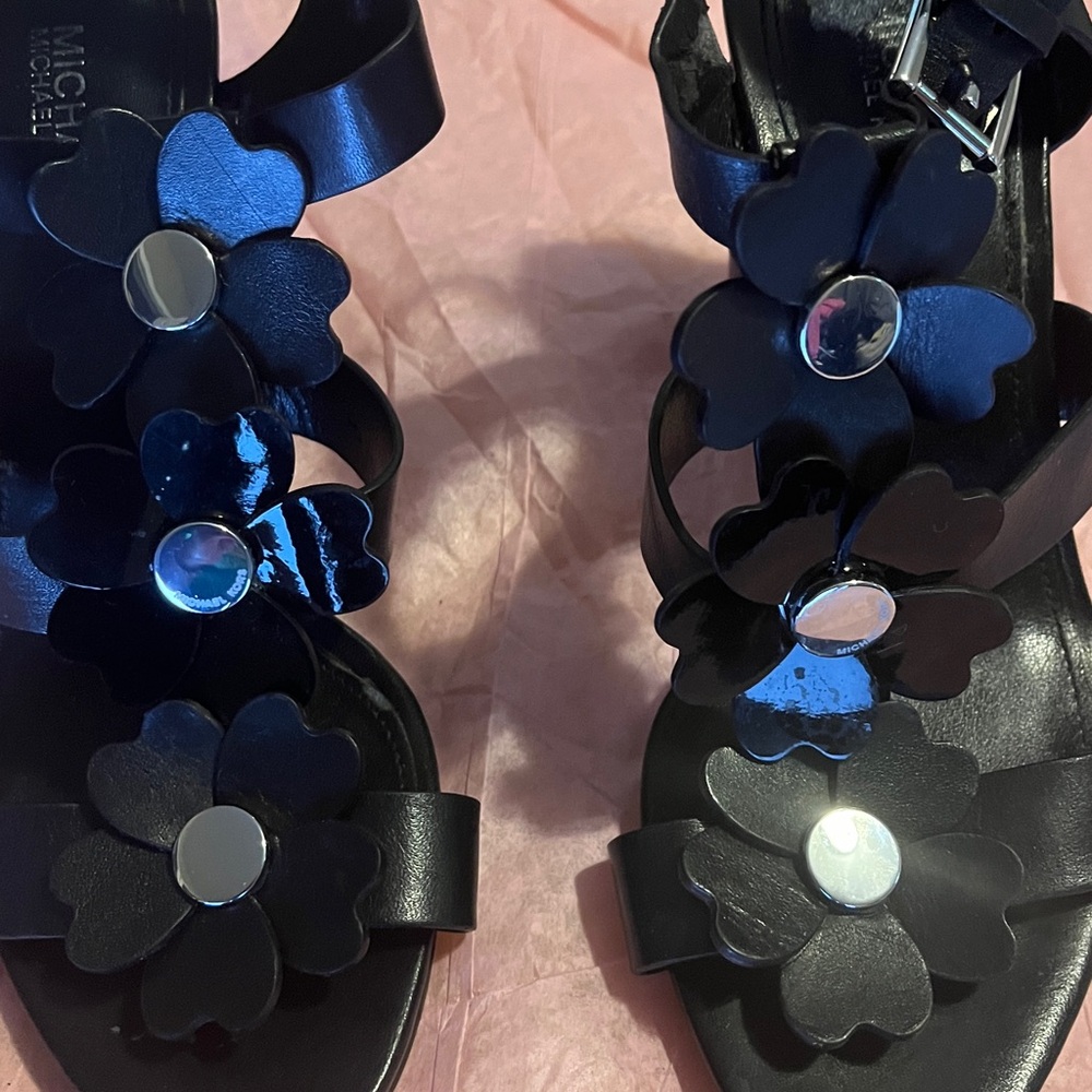 Michael Kors Black Floral Sandals - Picture 2 of 4